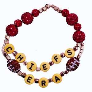 Chiefs Football Swarovski Crystal Stretchy Friendship Bracelet